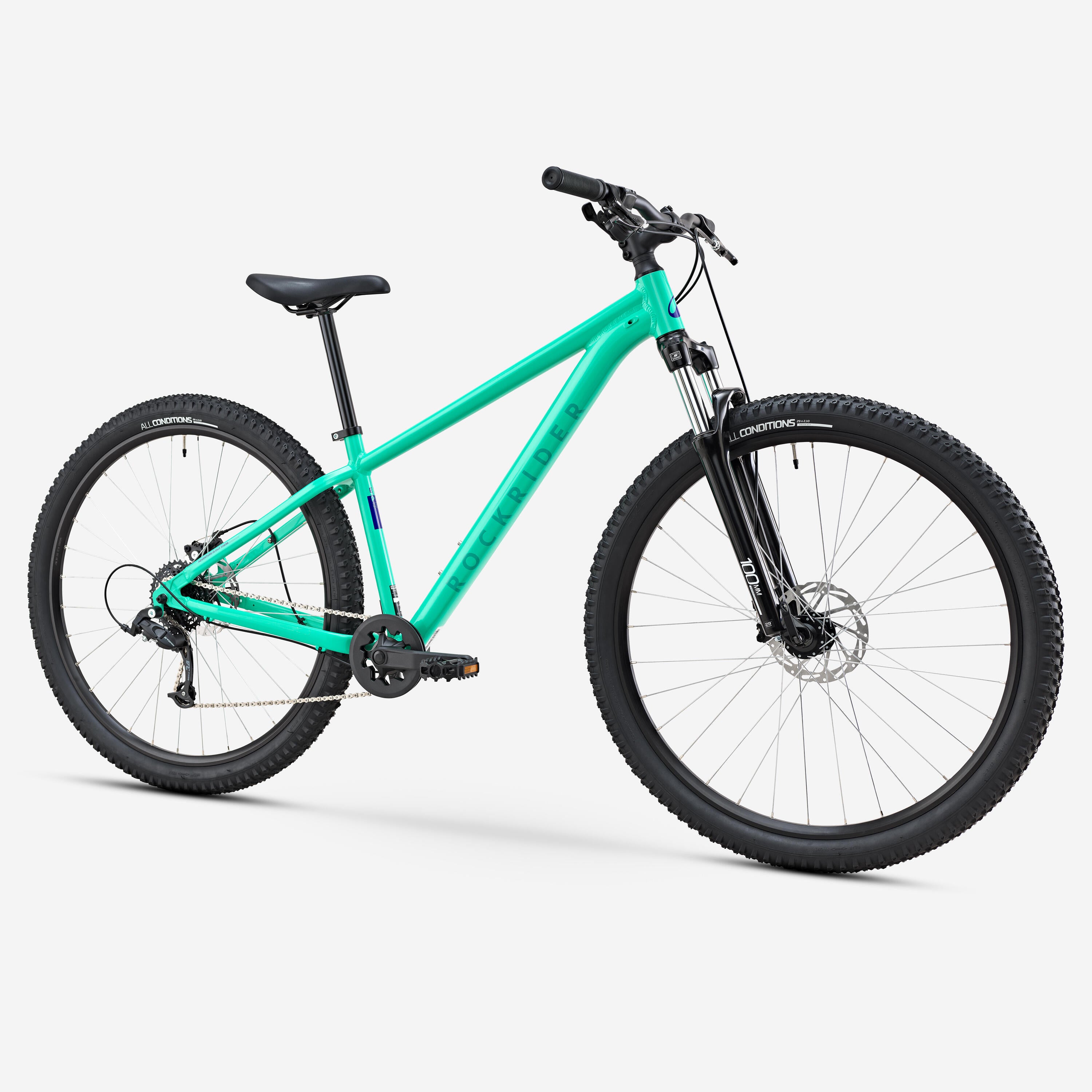 ROCKRIDER - 29" Mountain Bike Expl 100 – Green, Front Suspension, Aluminum Frame