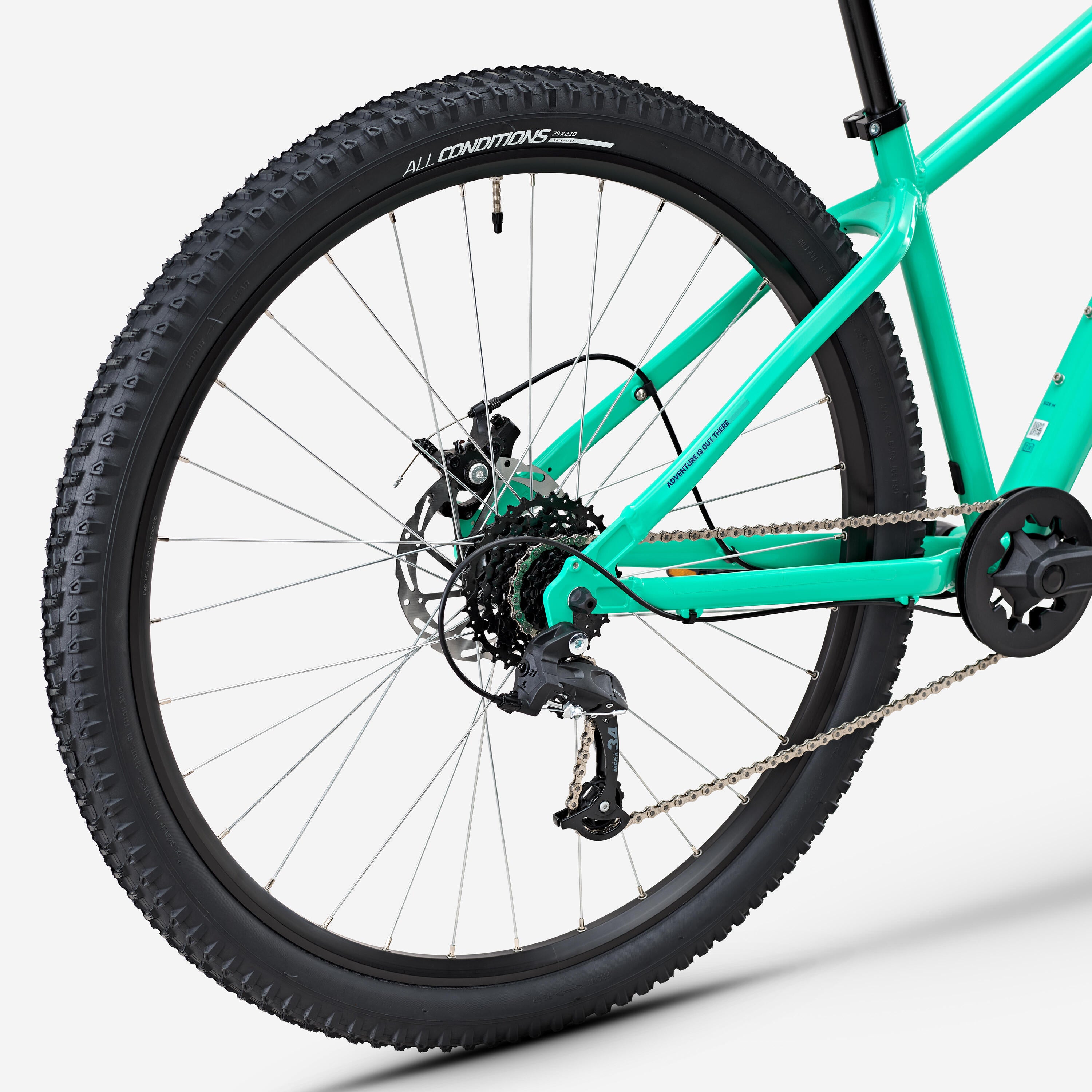 ROCKRIDER - 29" Mountain Bike Expl 100 – Green, Front Suspension, Aluminum Frame